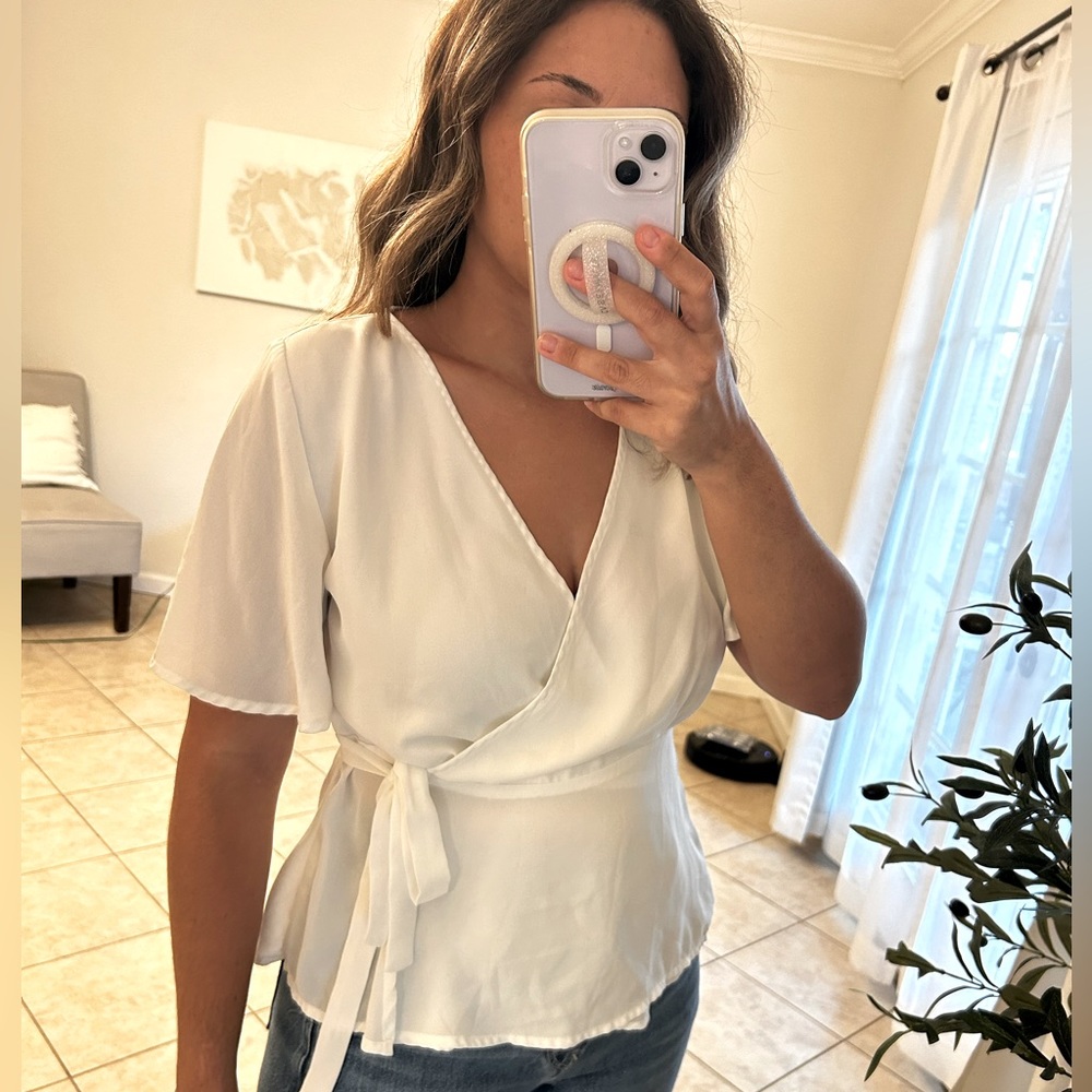 White wrap top